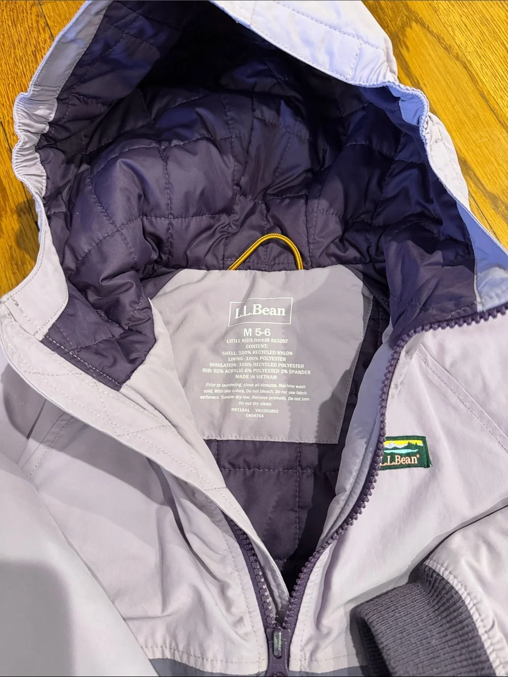 LL Bean little kids M 5-6 two tone purple medium weight insulated jacket